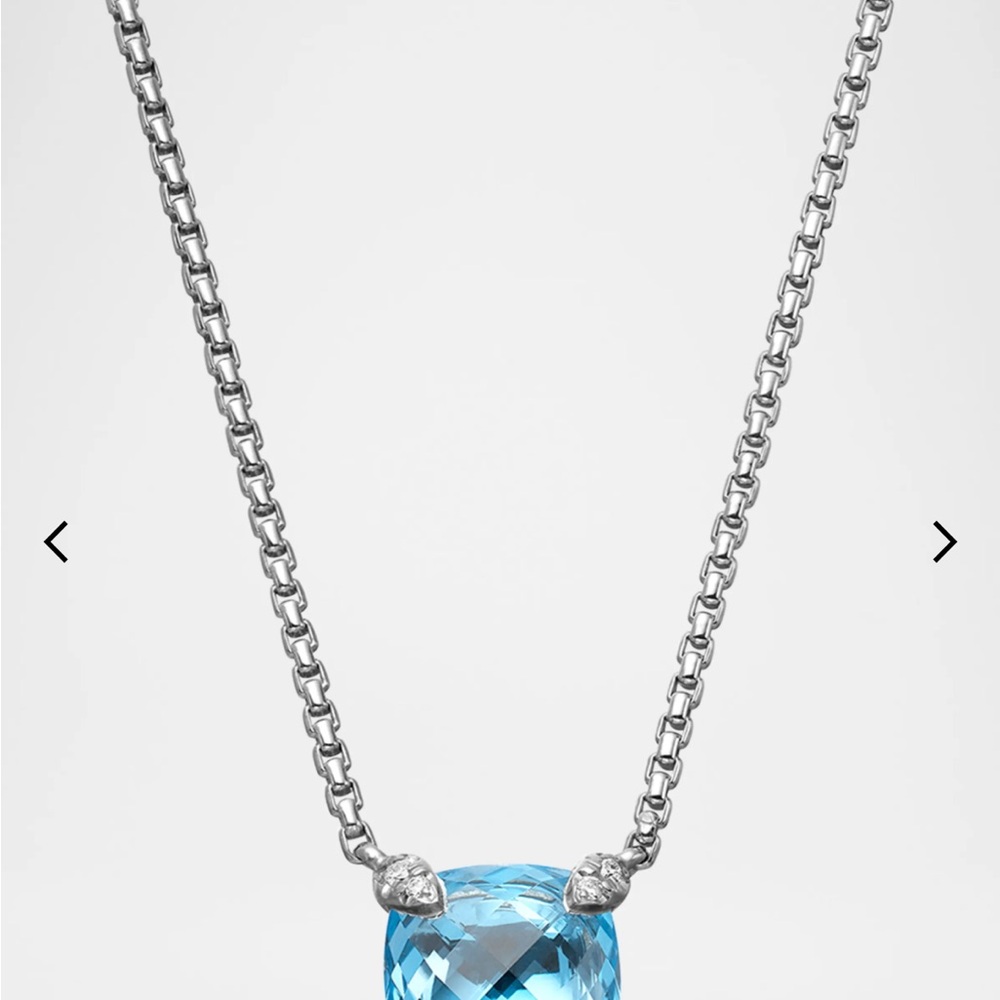 David Yurman Silver Necklace with Blue Pendant 16-18 inches